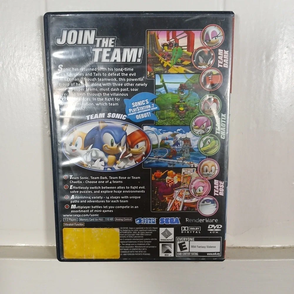 Sonic Heroes -‎ Sony PlayStation 2 Tested Good Working Condition With Case